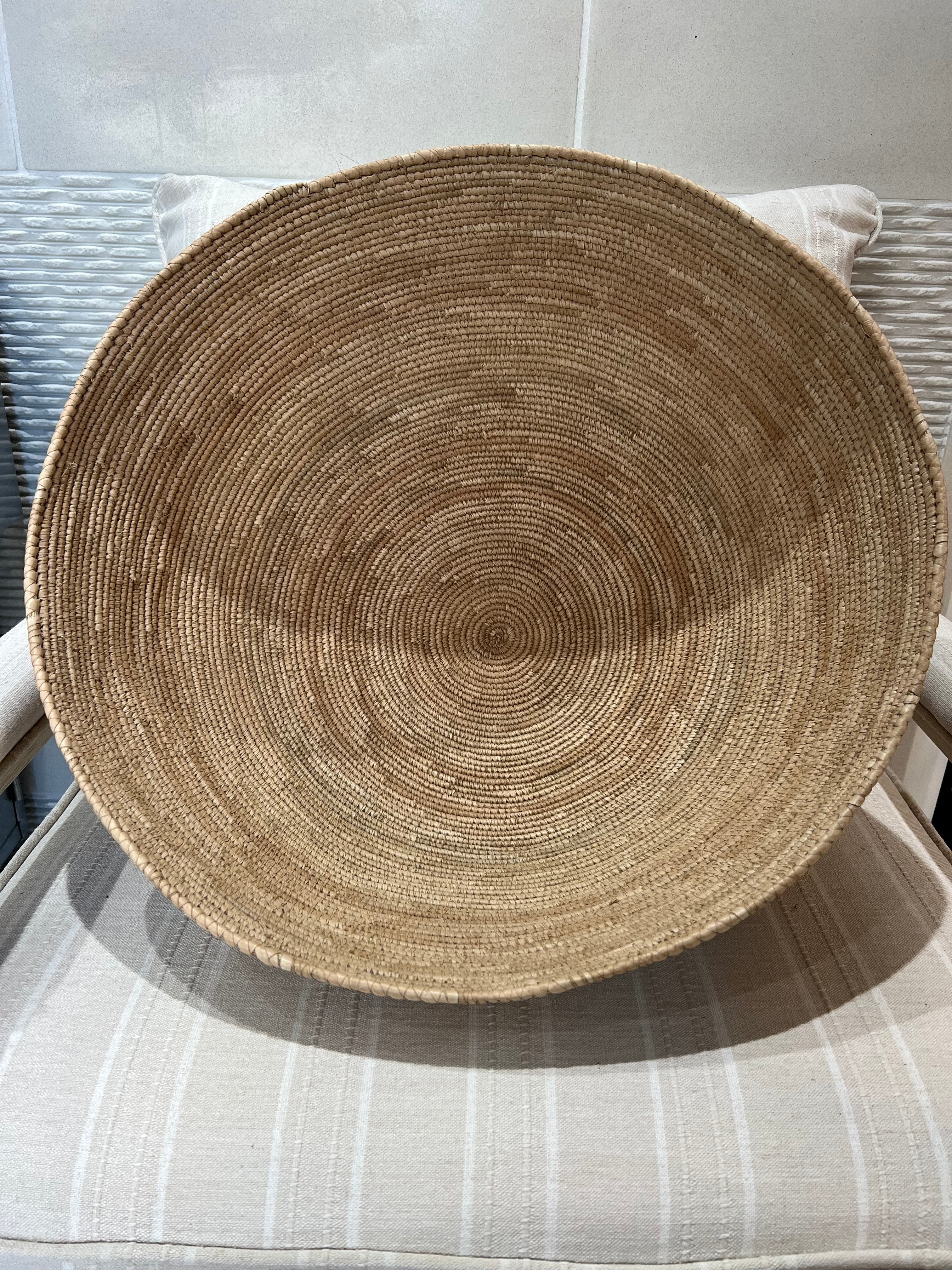 African Dance Hand Woven Basket 23in