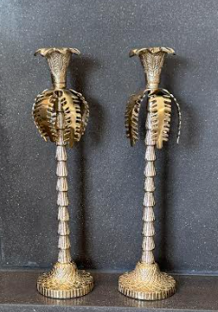 Palm Tree Candle Holder Set of 2