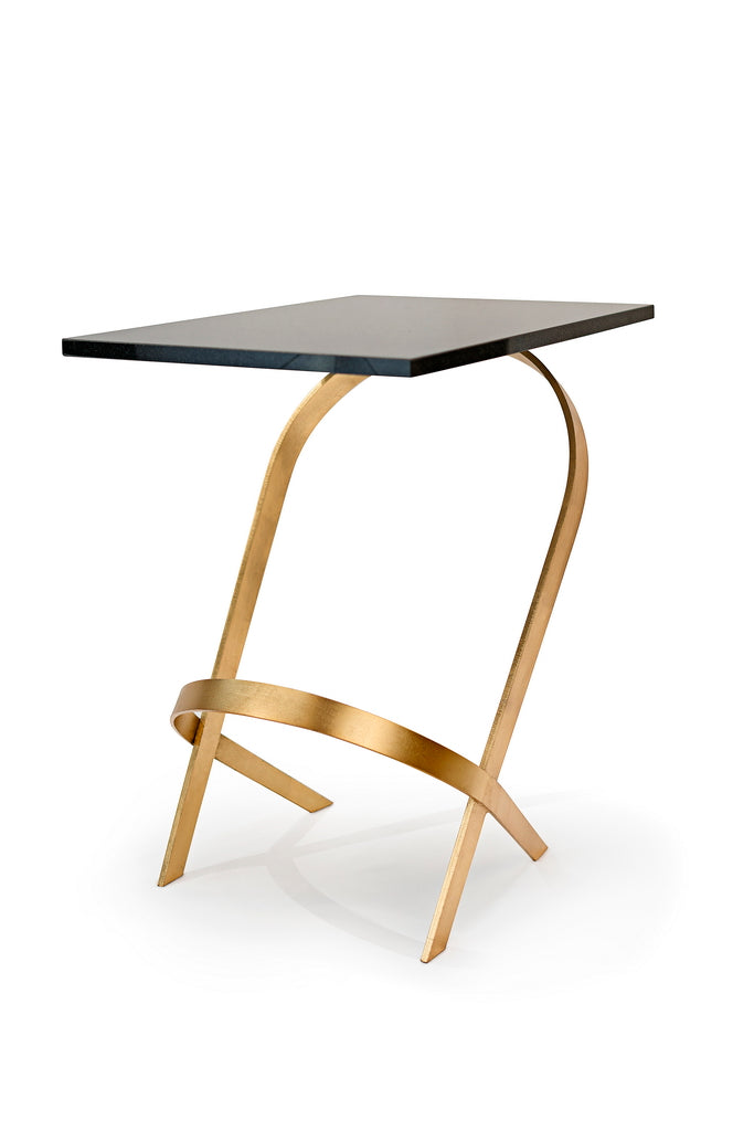 Sculptural Marble-Top Side Table Pair