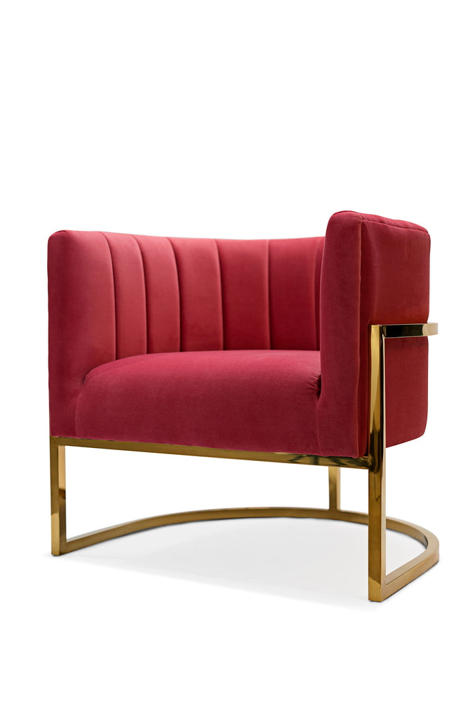 Fuchsia Velvet Barrel Chair