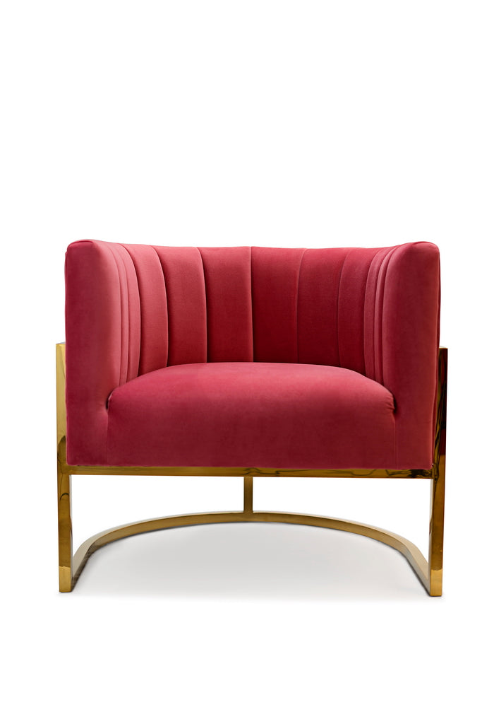 Fuchsia Velvet Barrel Chair