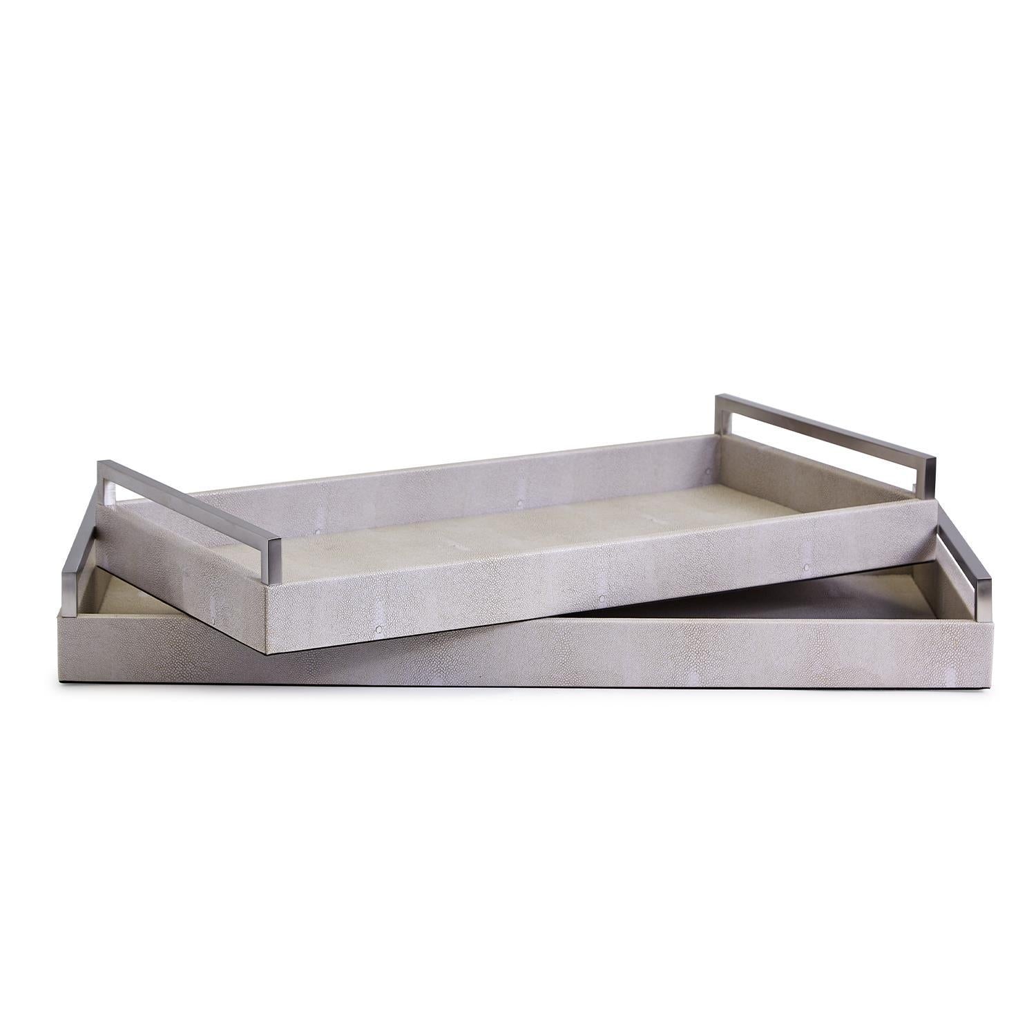 Gray Shagreen Decorative Trays (Set of 2)