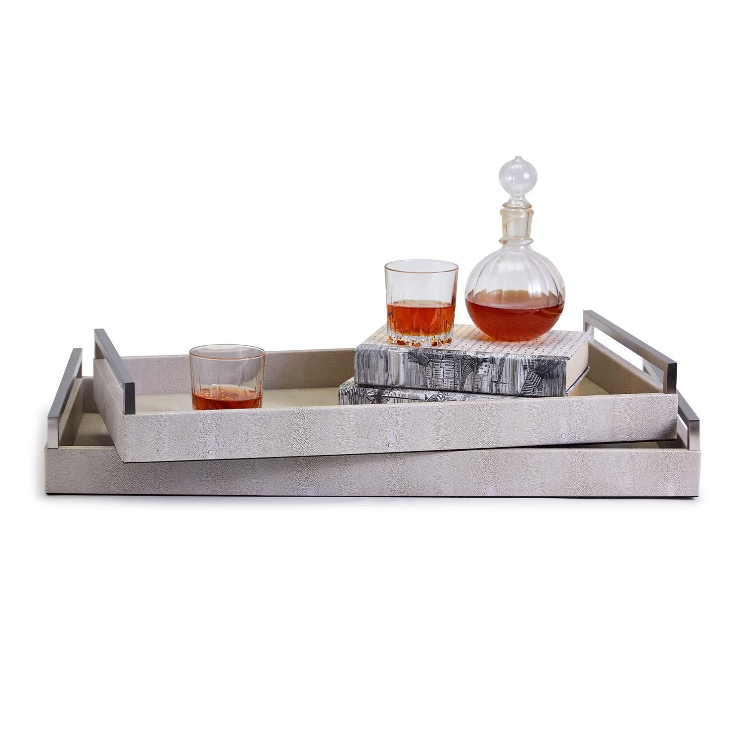 Gray Shagreen Decorative Trays (Set of 2)