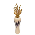 Glazed Vase with Brass Lid - Coral