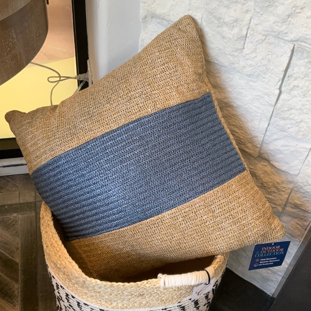 Tan with blue strip pillow