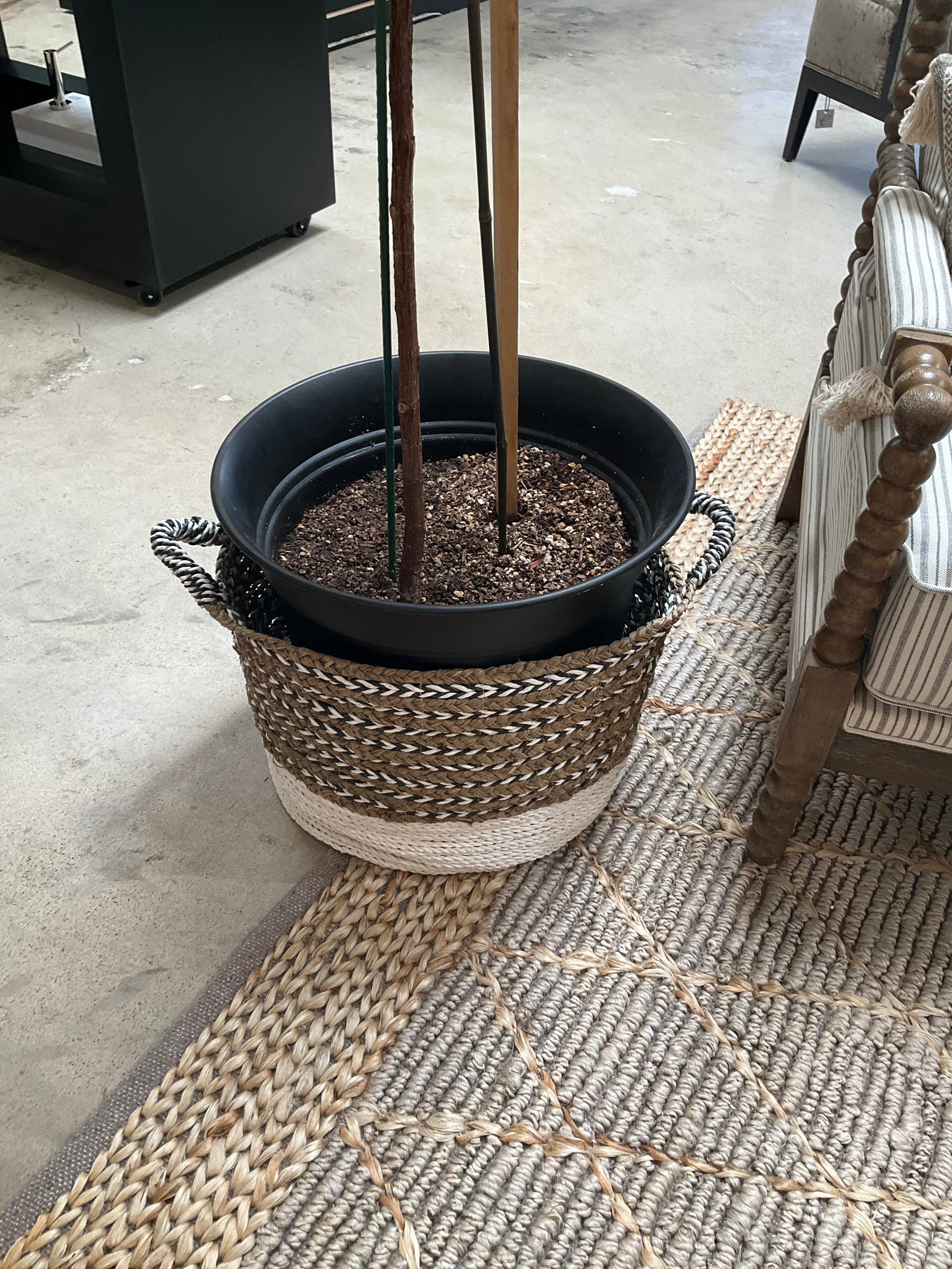 Black, white, tan basket - large