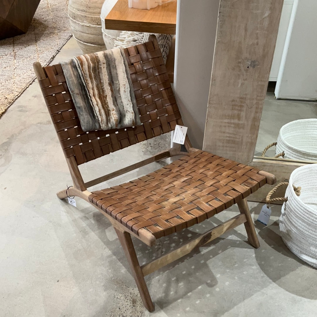 Woven Leather Accent Chair